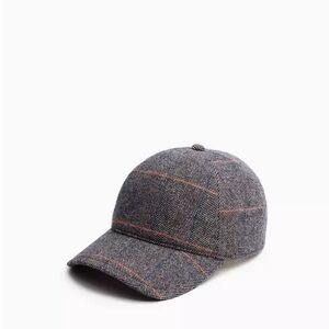 Rag and Bone Gray Tweed Baseball Cap with Subtle camel Windowpane